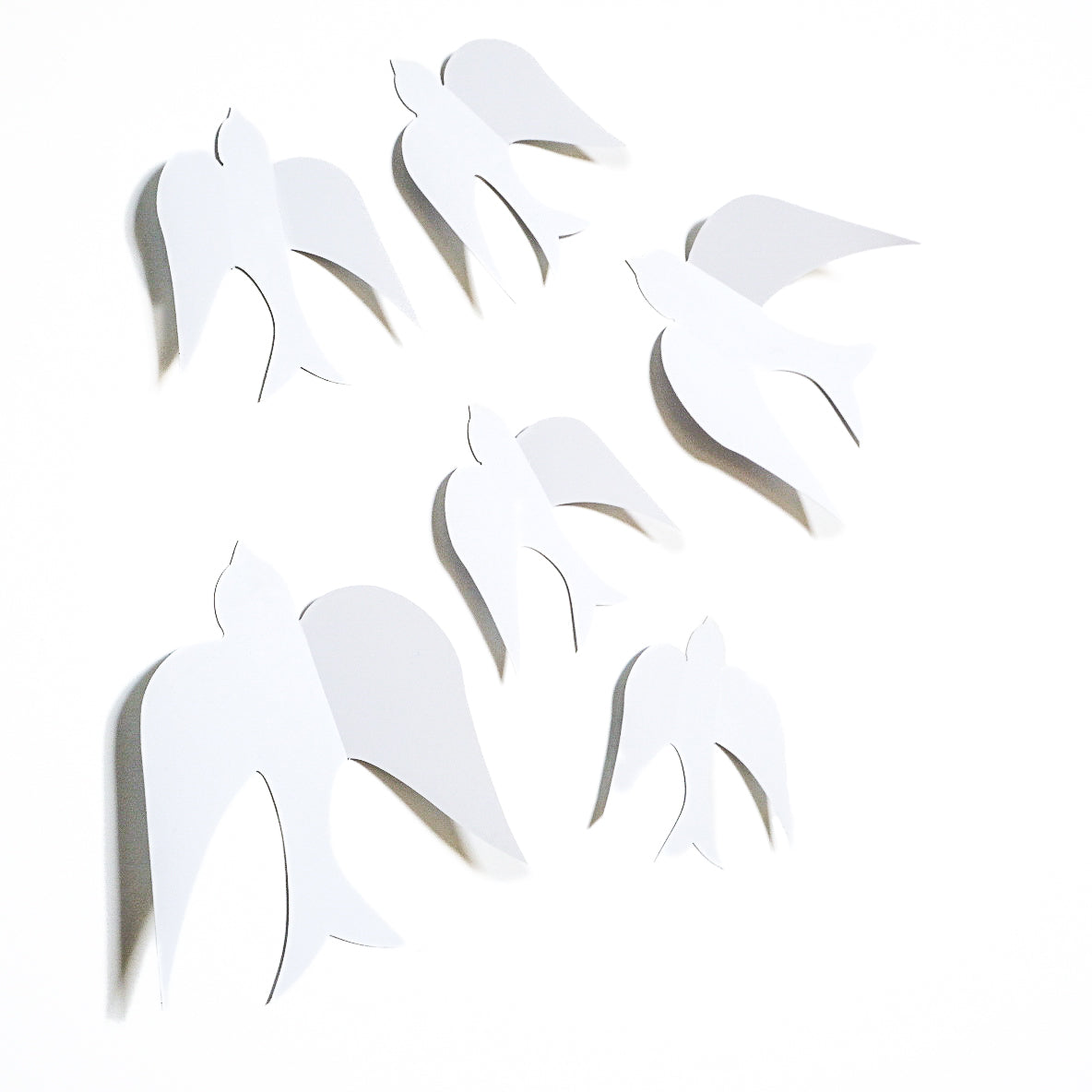Stickers, adhesif mural, oiseaux en relief 3D blanc mat