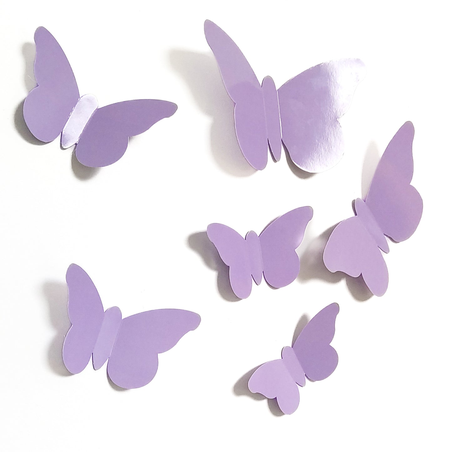 Stickers papillons en relief 3D, couleurs mauve, violet pastel, bleu layette