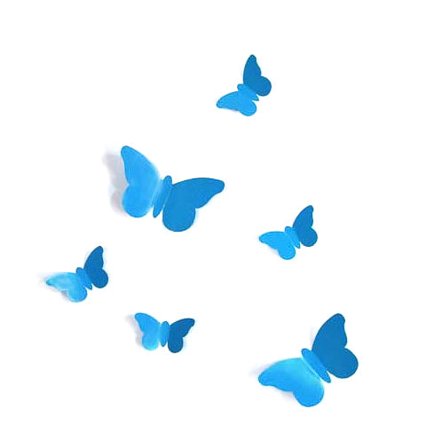 sticker papillon en relief bleu à coller