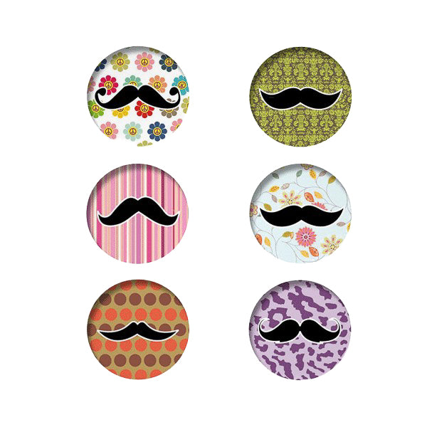 Badges - Belles Moustaches (pack de 6)