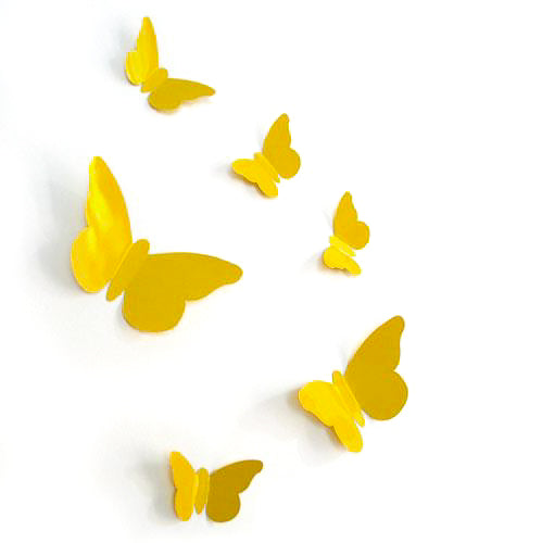 sticker papillon en relief jaune à coller