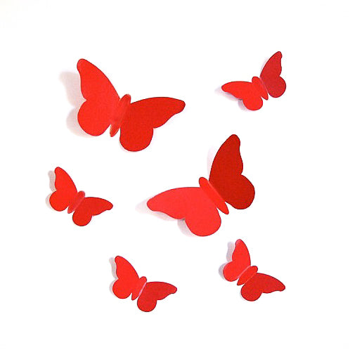 sticker papillon en relief rouge à coller
