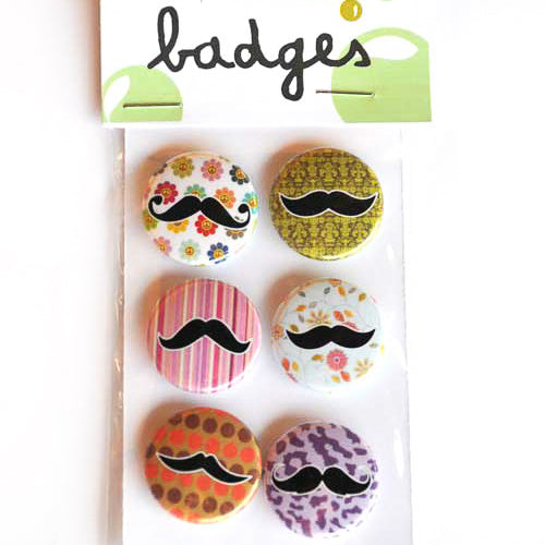 Badges - Belles Moustaches (pack de 6)