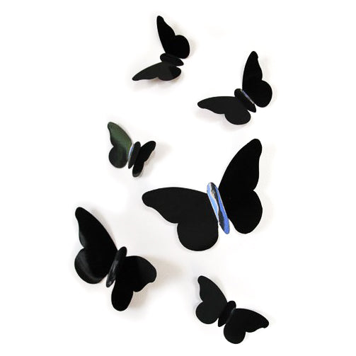 sticker papillon en relief noir à coller