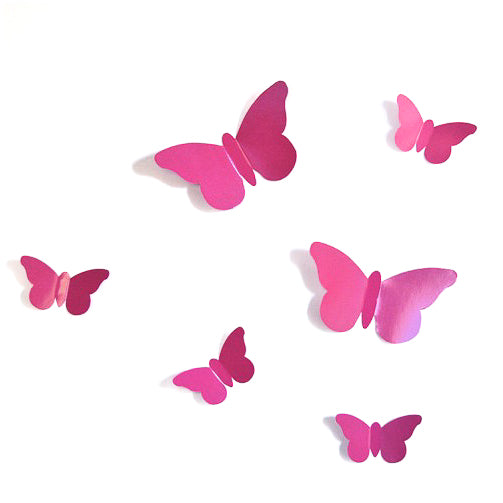 sticker papillon en relief rose à coller