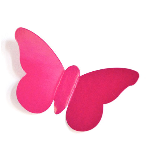 sticker papillon en relief rose à coller, zoom